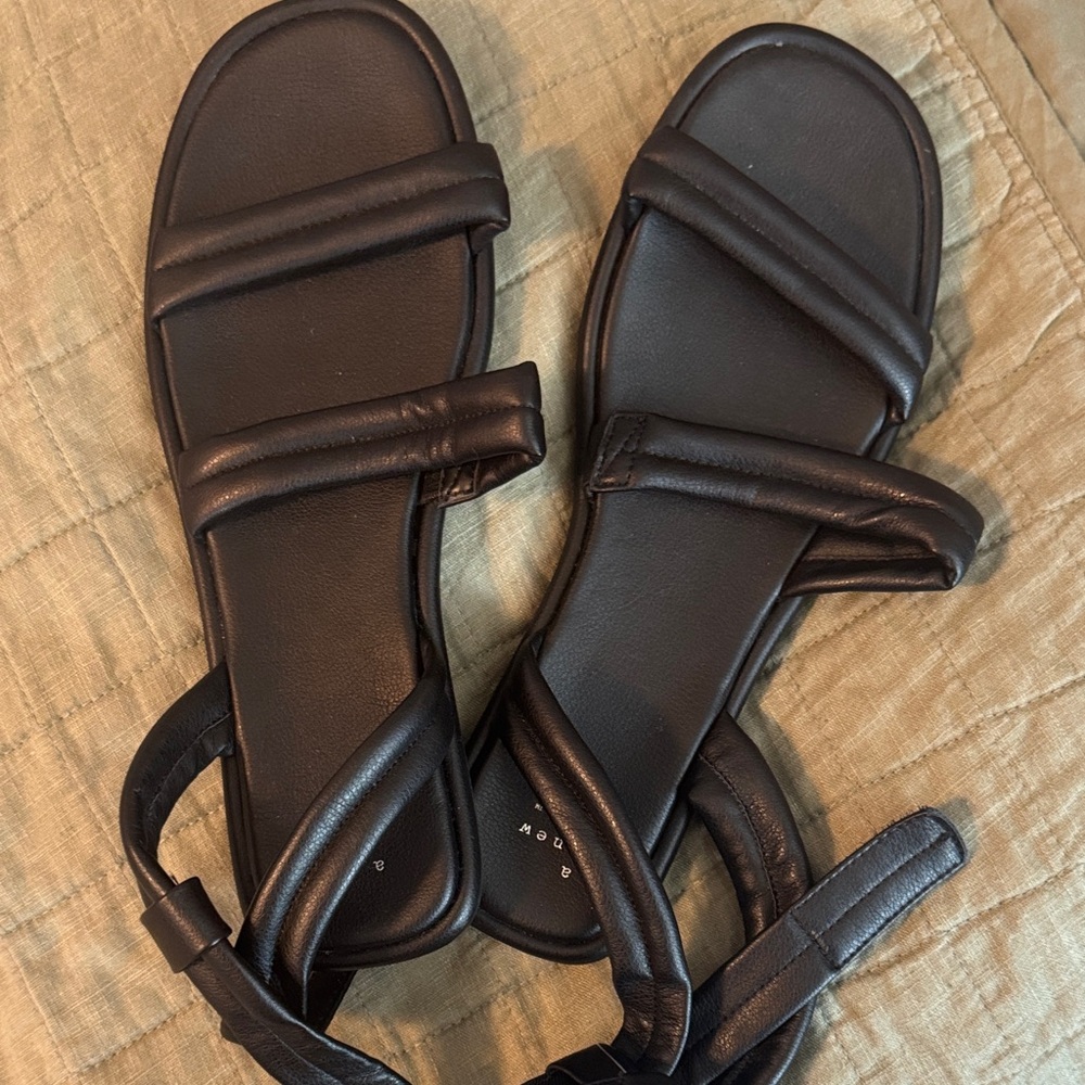 a new day Black Double-Strap Padded Ankle Strap Sandals